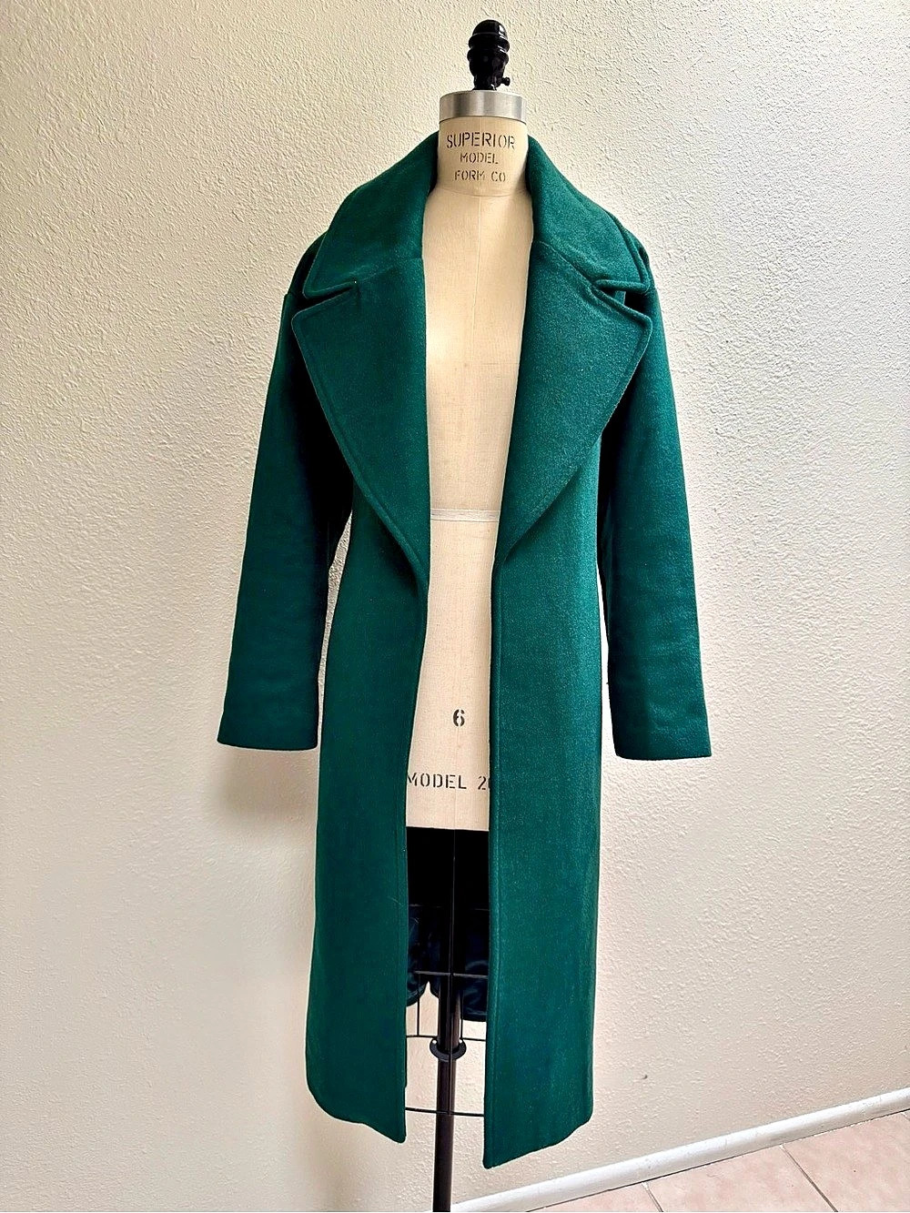 Rachel Zoe Wool Blend Long Coat Green